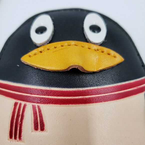 Hand Made Embossed Genuine Leather Penguin Coin Purse Wristlet Wallet Pouch - Picture 4 of 11